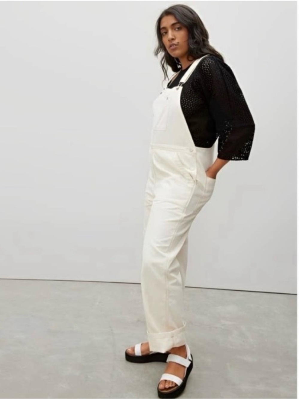 Everlane The Canvas Overalls Utility Ivory Cotton Size 4
